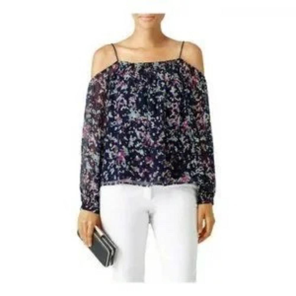 Greylin, Cold Shoulder 100% silk flowey blouse
